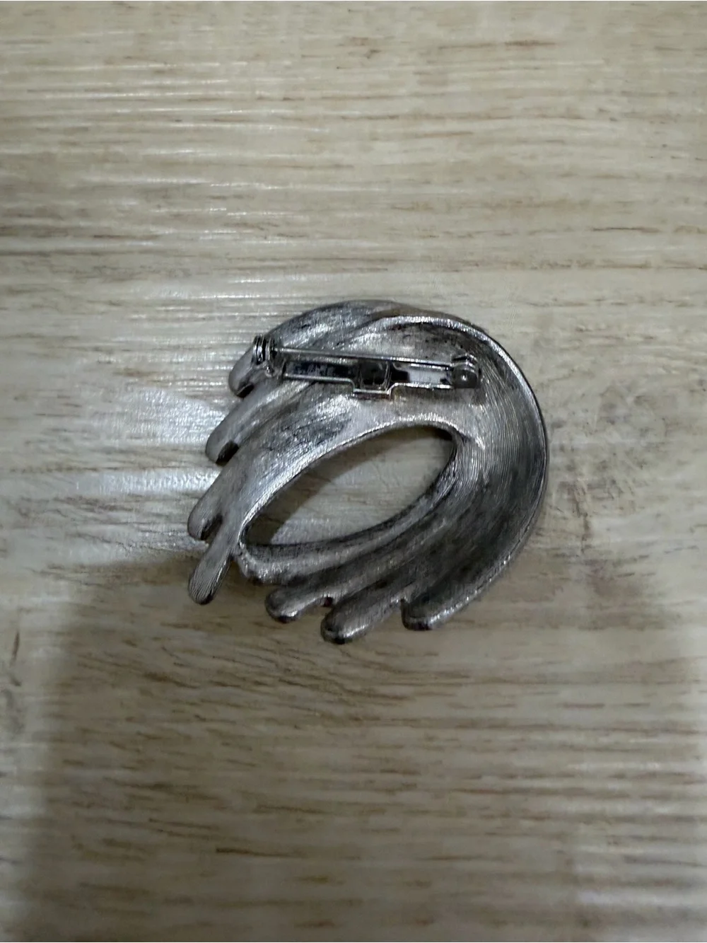 Vintage Silver Abstract Textured Spiral Brooch Costume Jewelry Women's Accessory